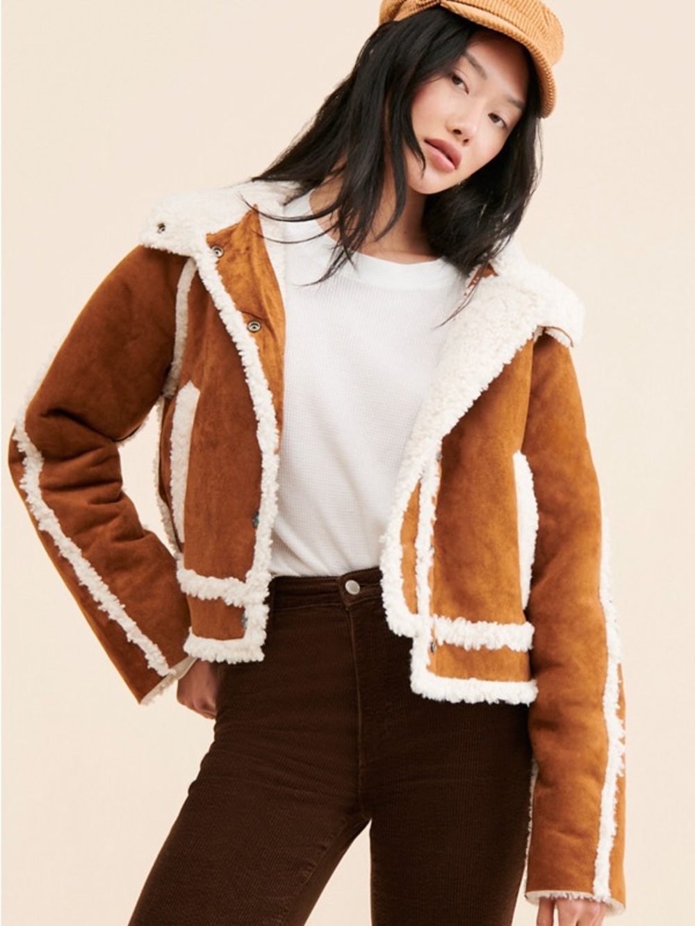 Free People Vegan Exchange Shearling Jacket - Size Small NWT
